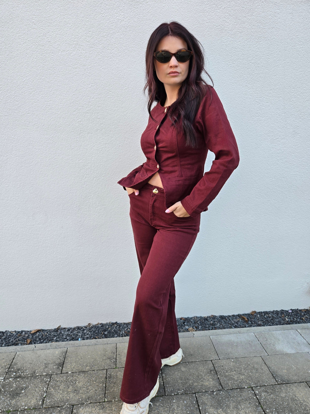 Dune burgundy jeans set